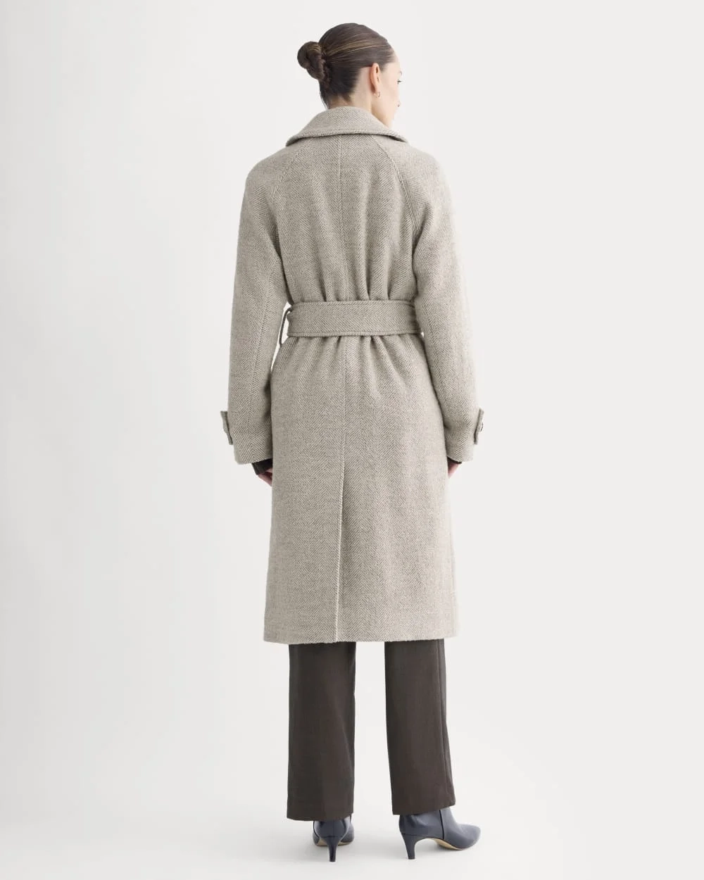 Italian Belted Overcoat | Taupe Herringbone (5)
