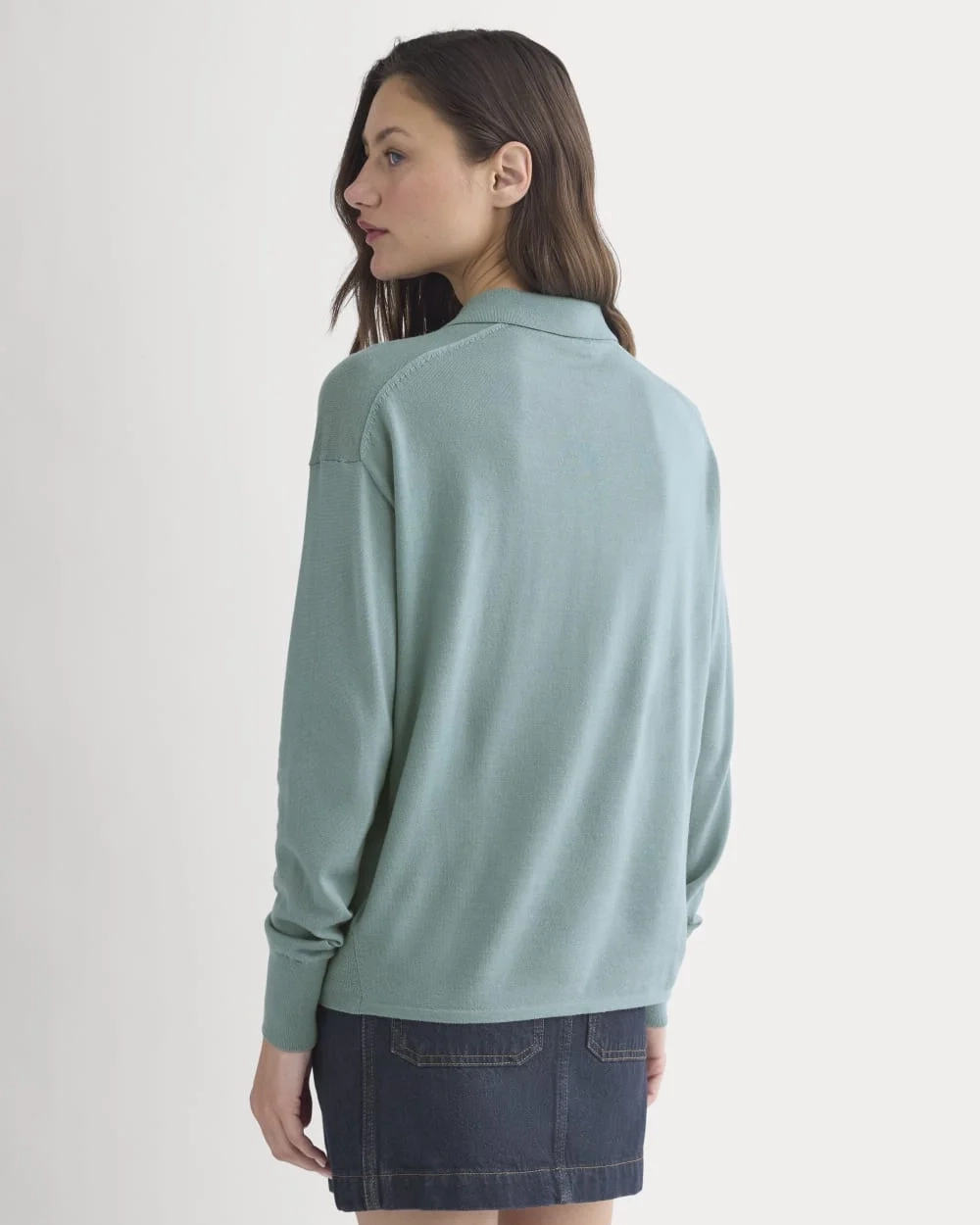 Oversized Polo in Ultrafine Merino | Gray Mist (4)