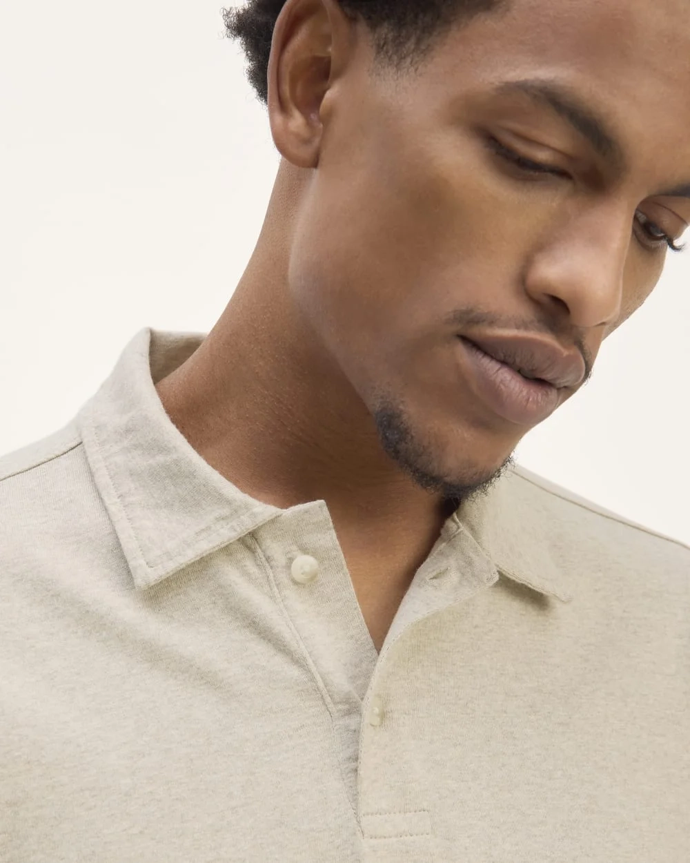 The Premium Weight Long-Sleeve Polo | Heather Oatmeal (6)