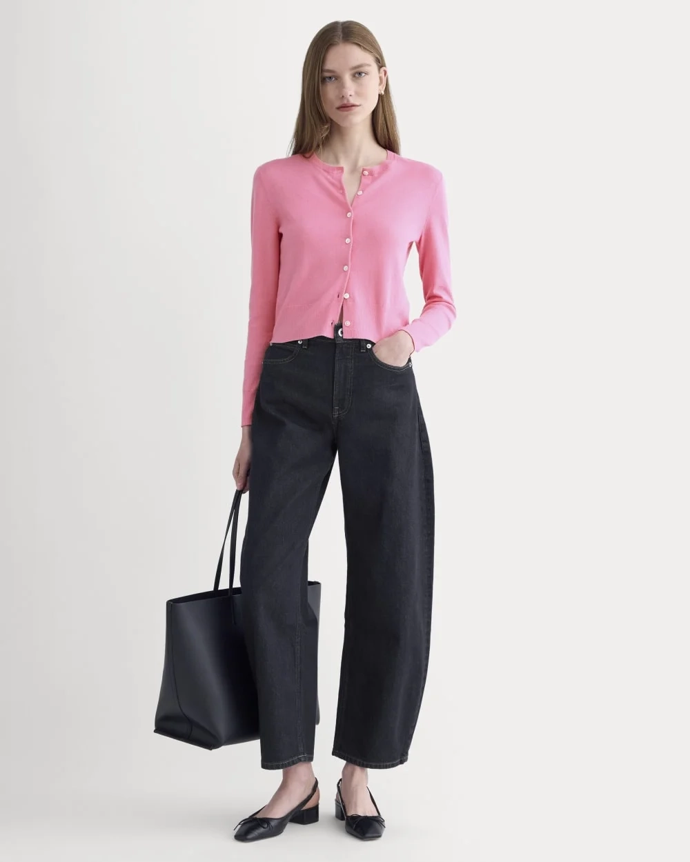The Cropped Cardigan in Cotton Cashmere | Deep Pink (5)