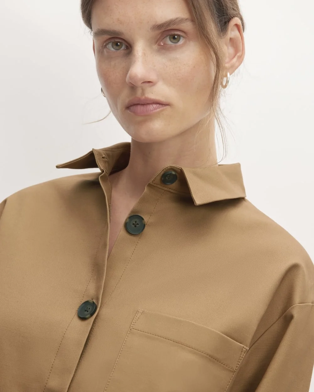 The Structured Cotton Cropped Shirt | Toasted Coconut (6)