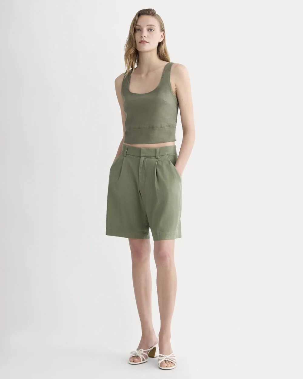 The Square Tank in Stretch Linen | Lichen Green (4)