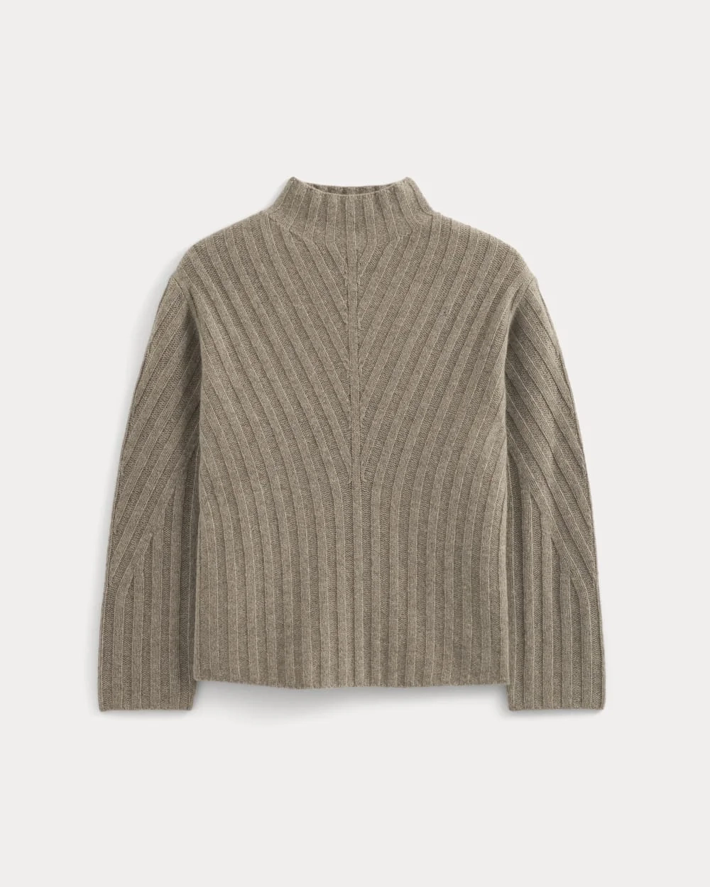 Funnel-Neck Sweater in Wool Cashmere | Light Heathered Taupe (3)