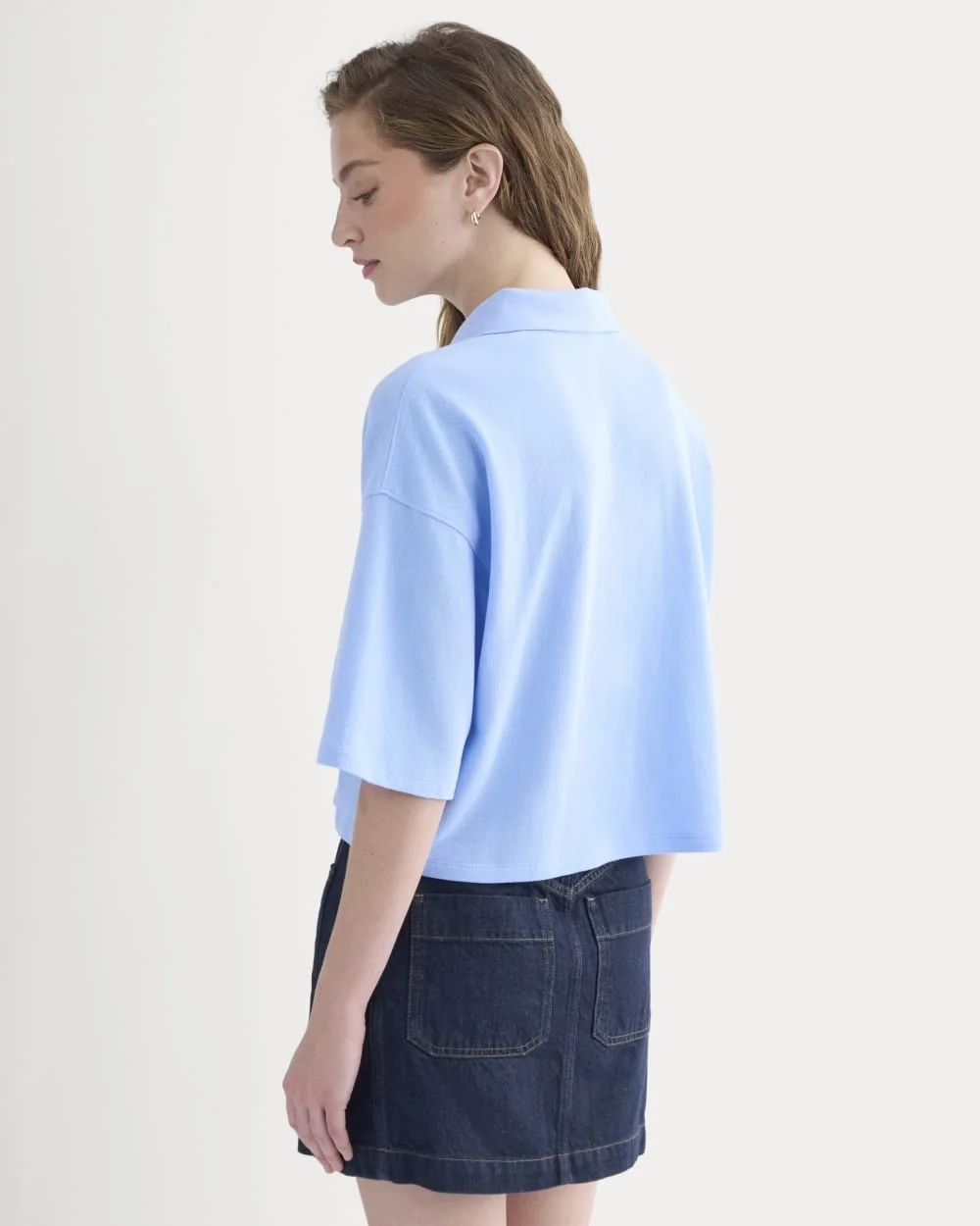 Pique Boxy Polo | Open Air Blue (4)