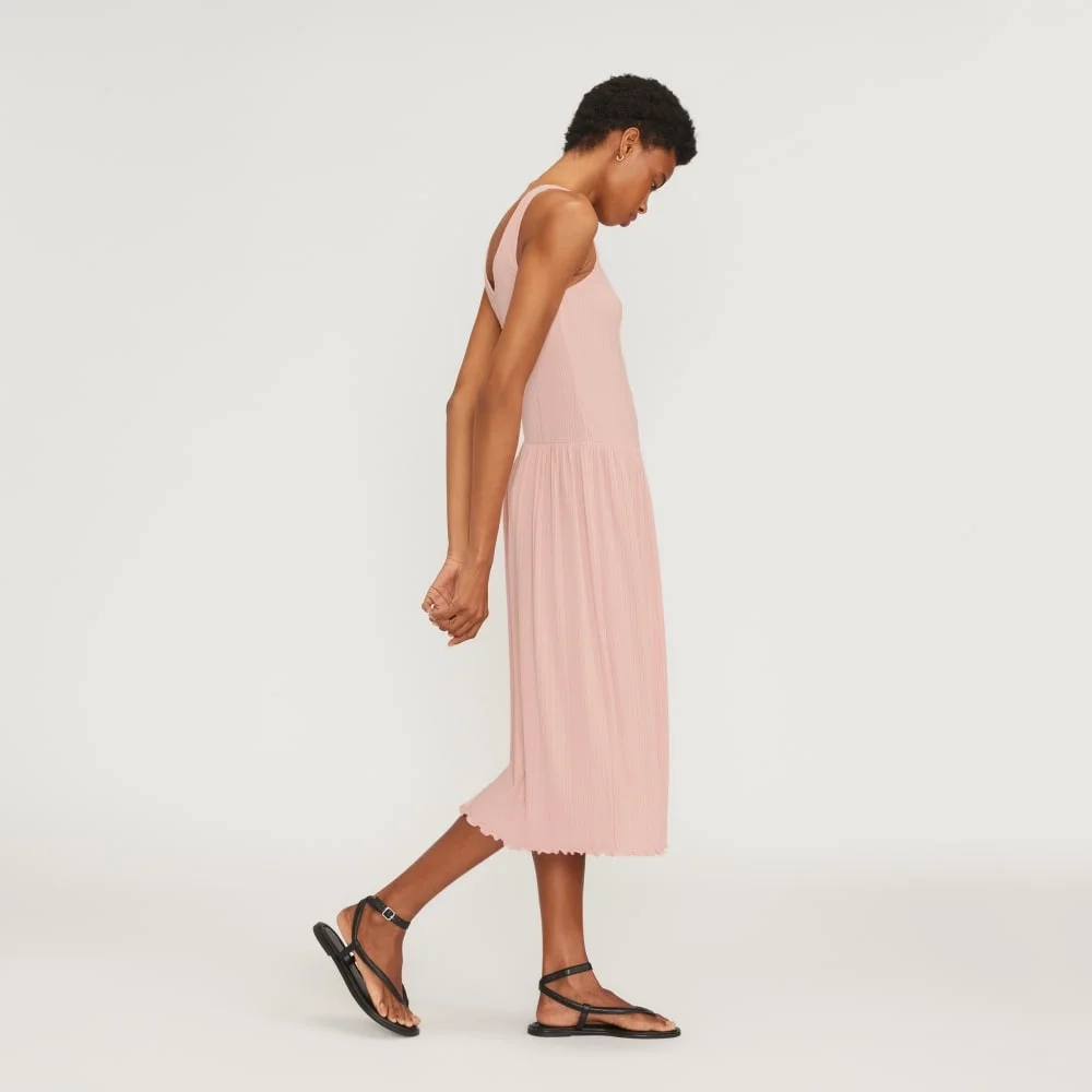 The Rib Soft Knit Scoop-Neck Dress | Petal Pink (5)