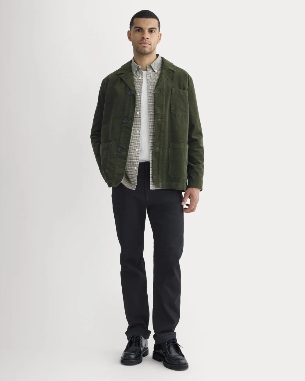 Fine Wale Corduroy Chore Blazer | Dark Forest (4)