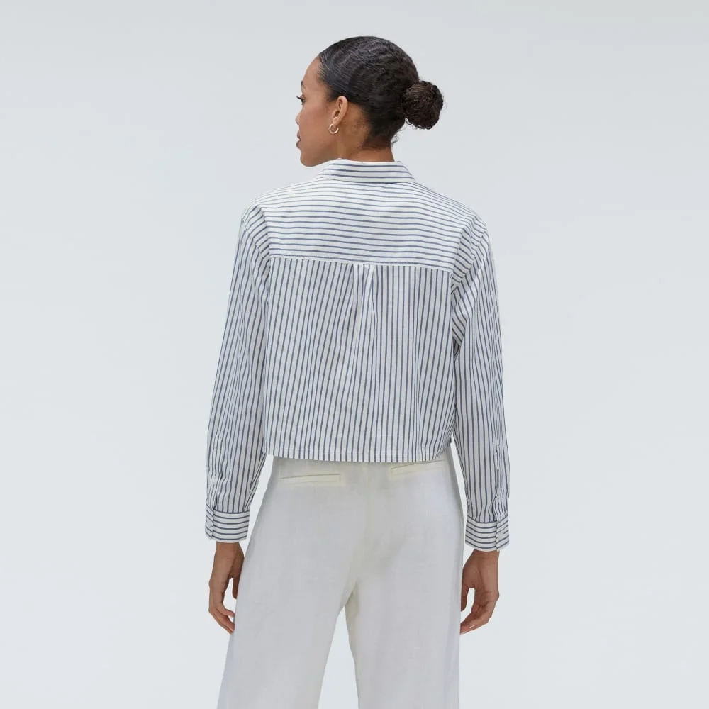 The Way-Short Shirt in Silky Cotton | Deep Blue / Canvas (4)