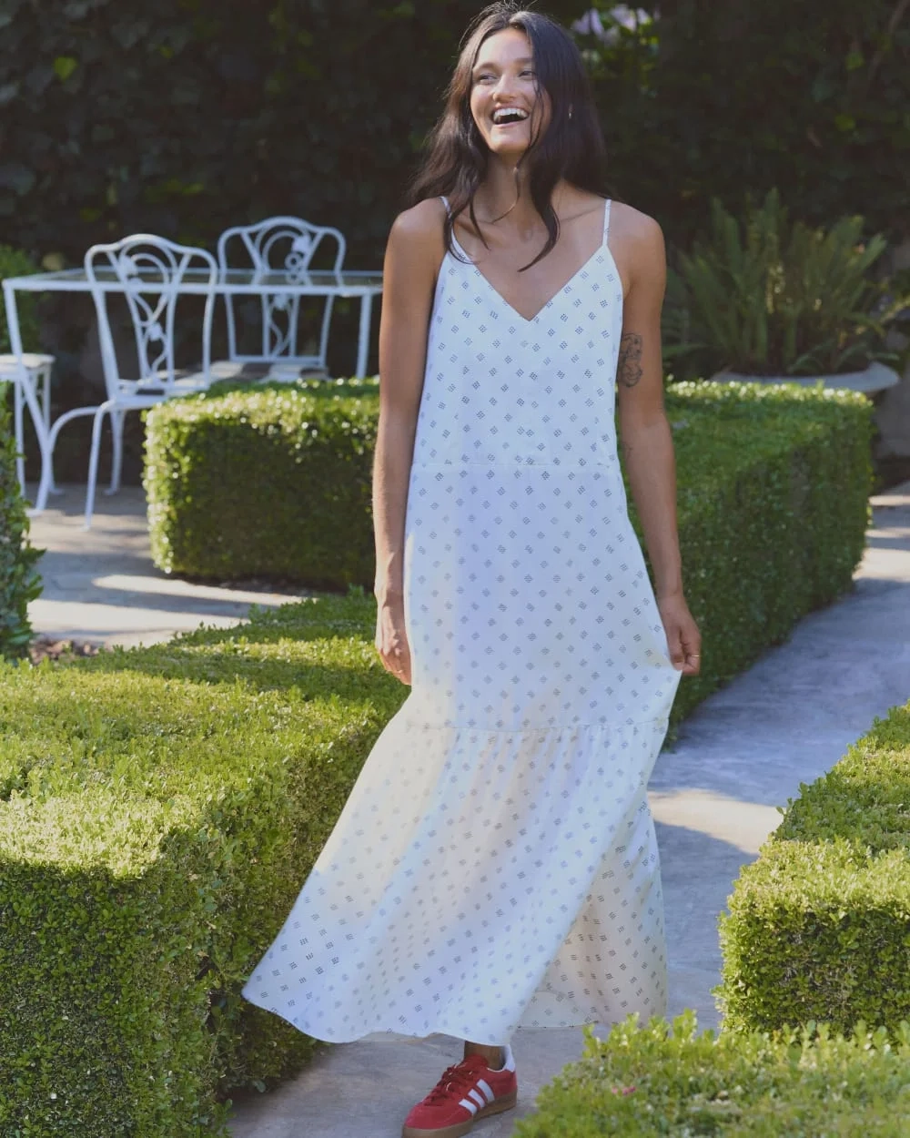 The Long Weekend Dress in Butterlite | Bone / Black Square Dot (7)