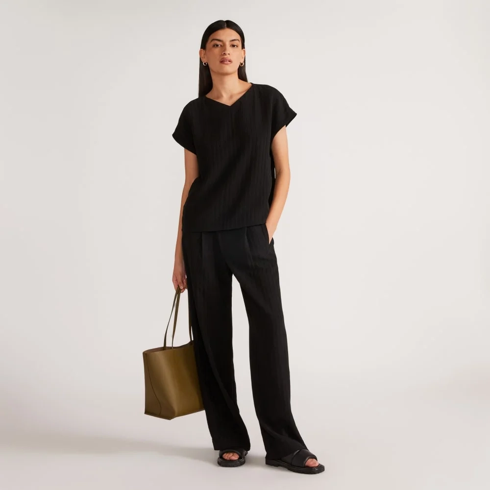The City Stripe Way-High® Drape Pant | Black (3)