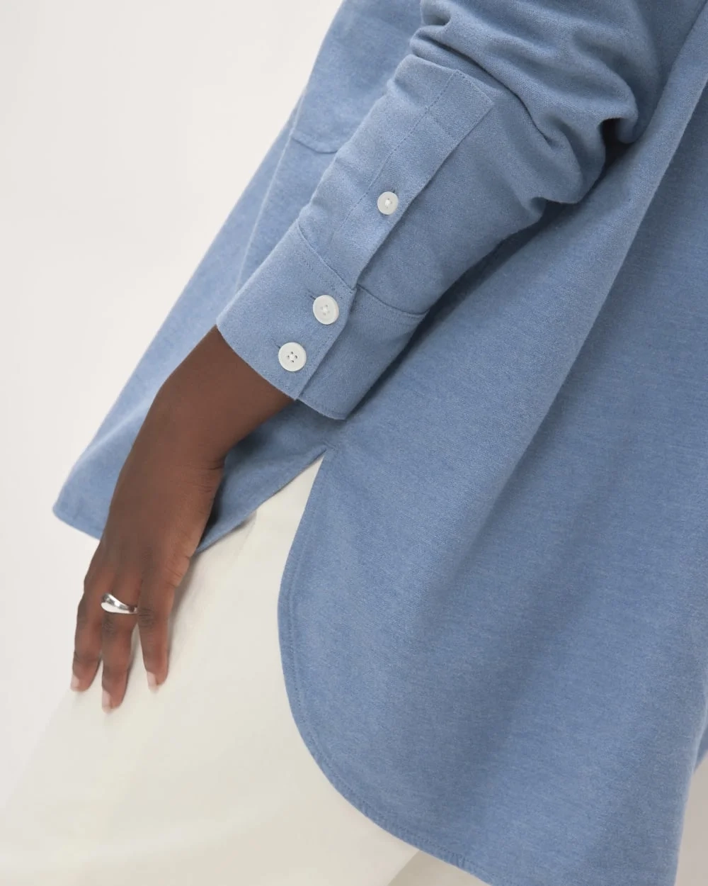 The Classic Cotton Flannel Shirt | Heathered Heritage Blue (5)
