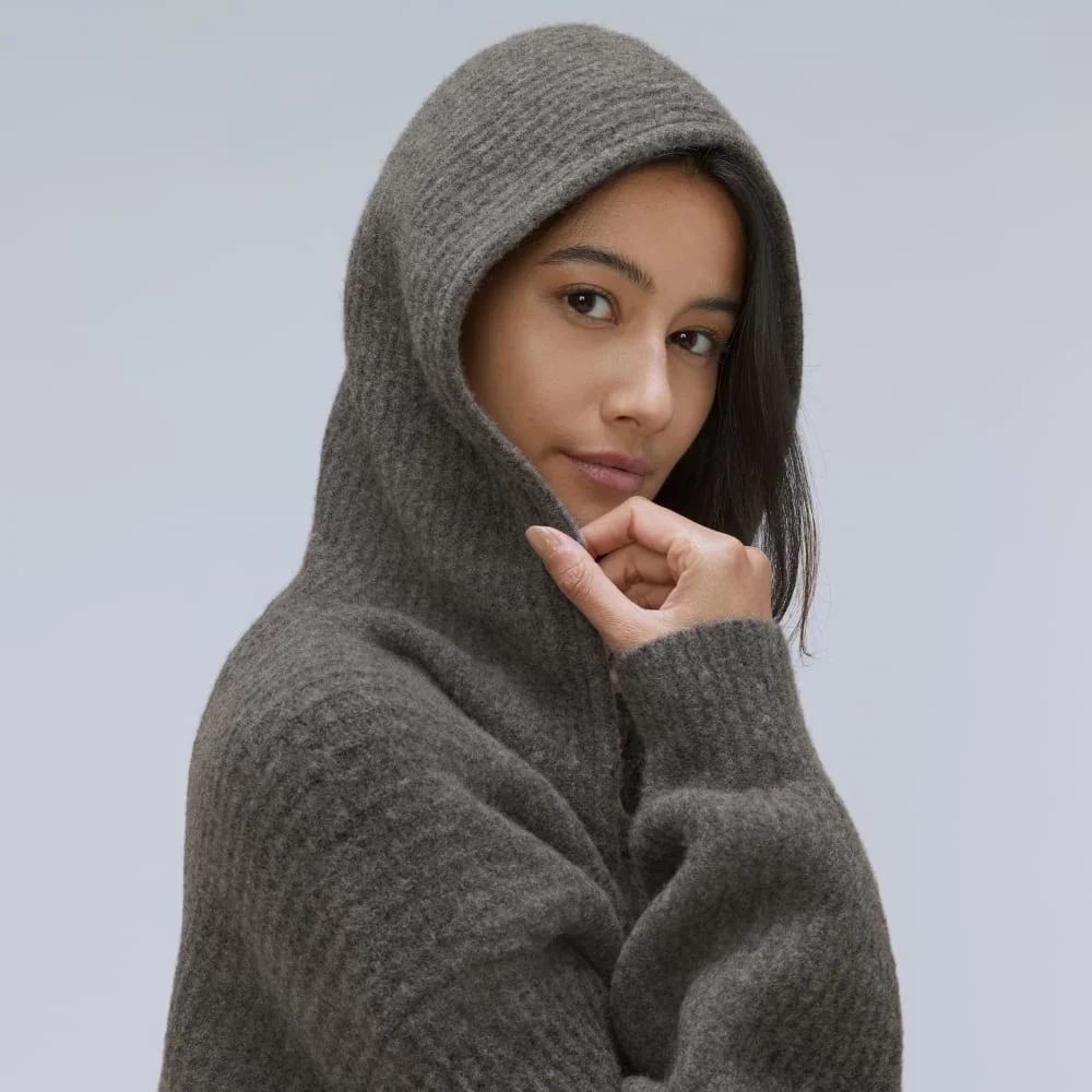 The Cozy-Stretch Hooded Cardigan | Heathered Charcoal (5)