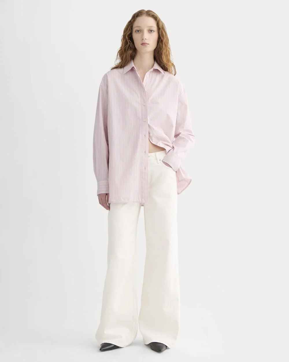 The Boyfriend Shirt in Ultrasoft Cotton | Pink / White (5)