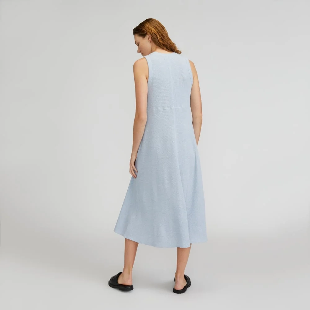 The  Organic Cotton Waffle Tank Dress | Heathered Periwinkle (2)