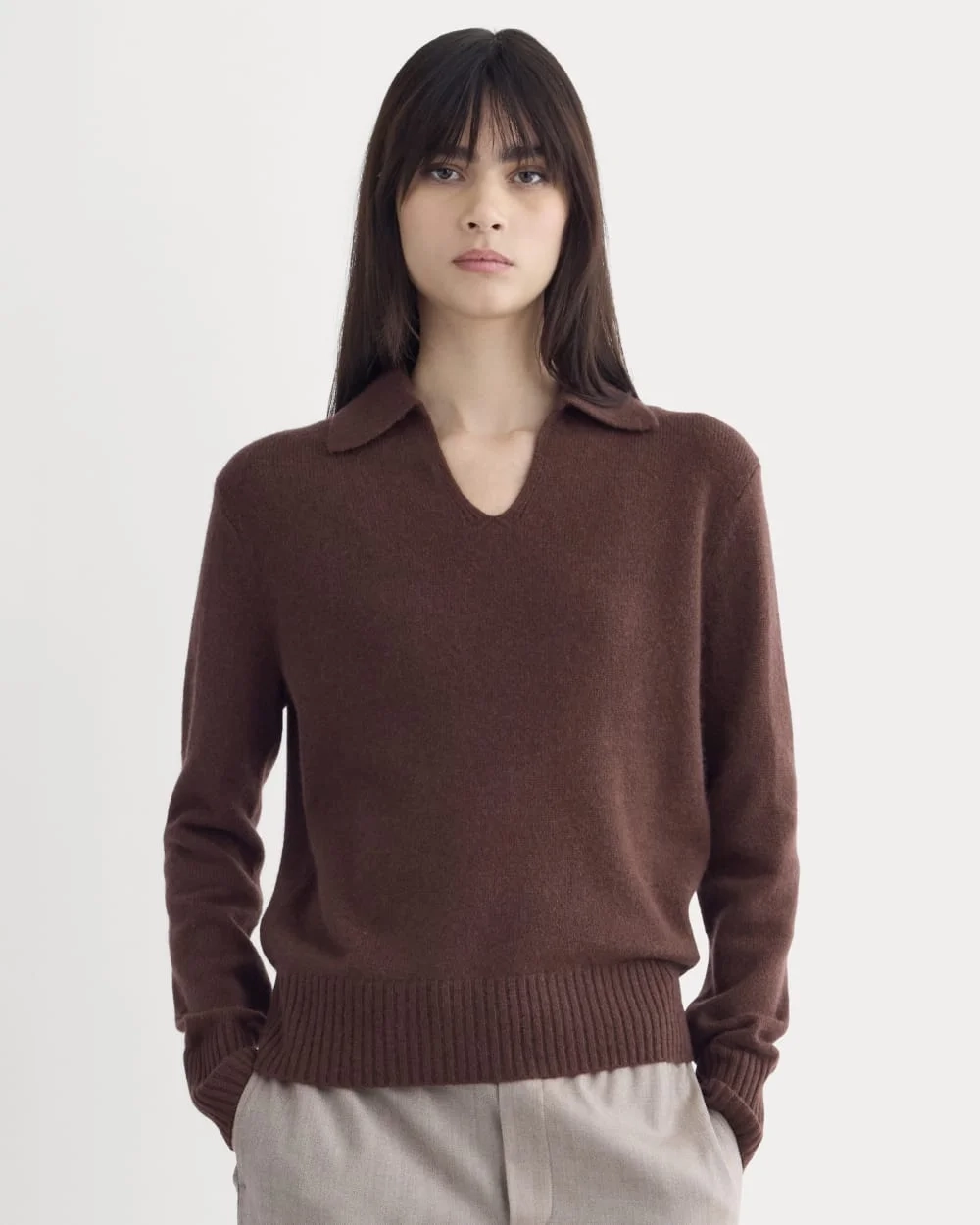 Cashmere Polo Sweater | Dark Mahogany (6)