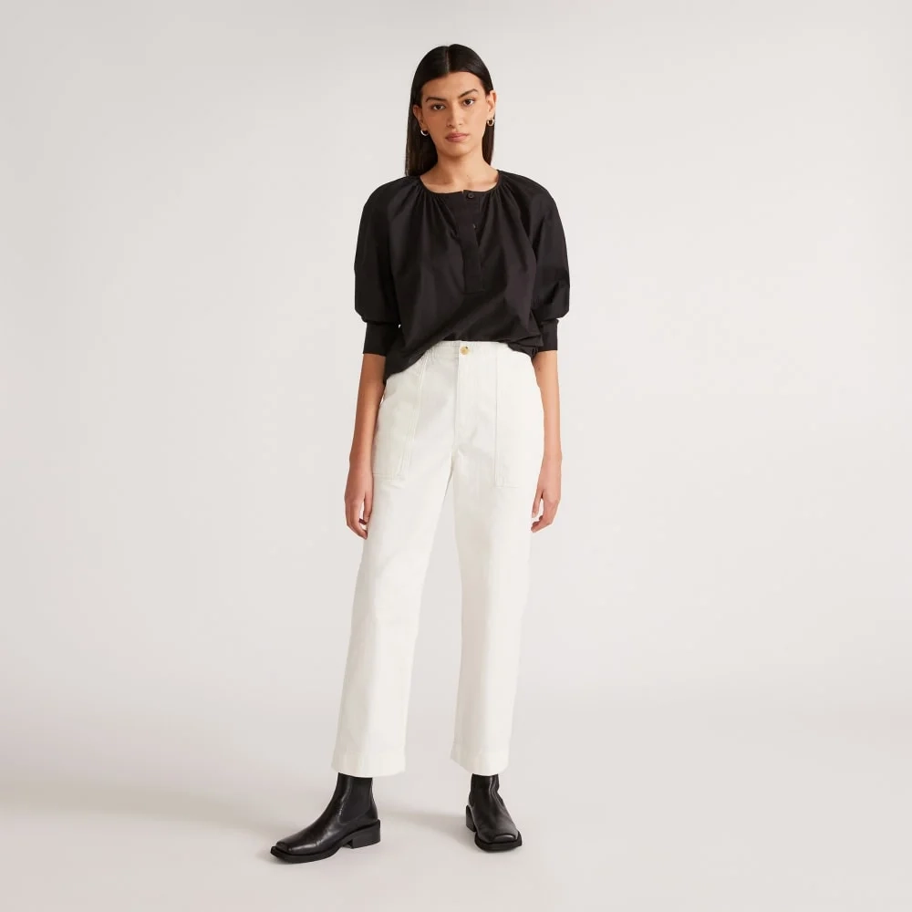 The Organic Cotton Herringbone Pant | Bone (6)