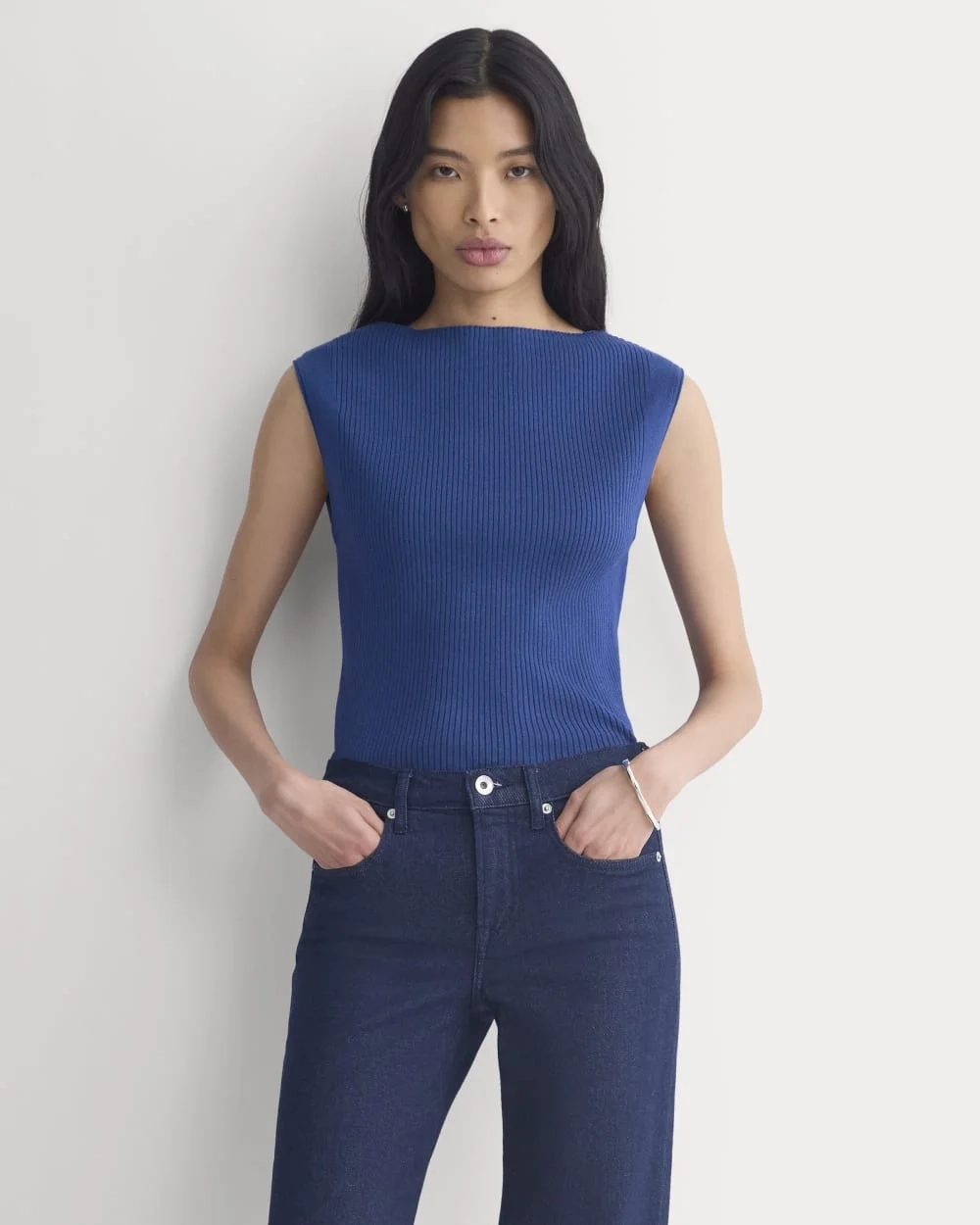 Boat-Neck Ribbed Knit | Estate Blue