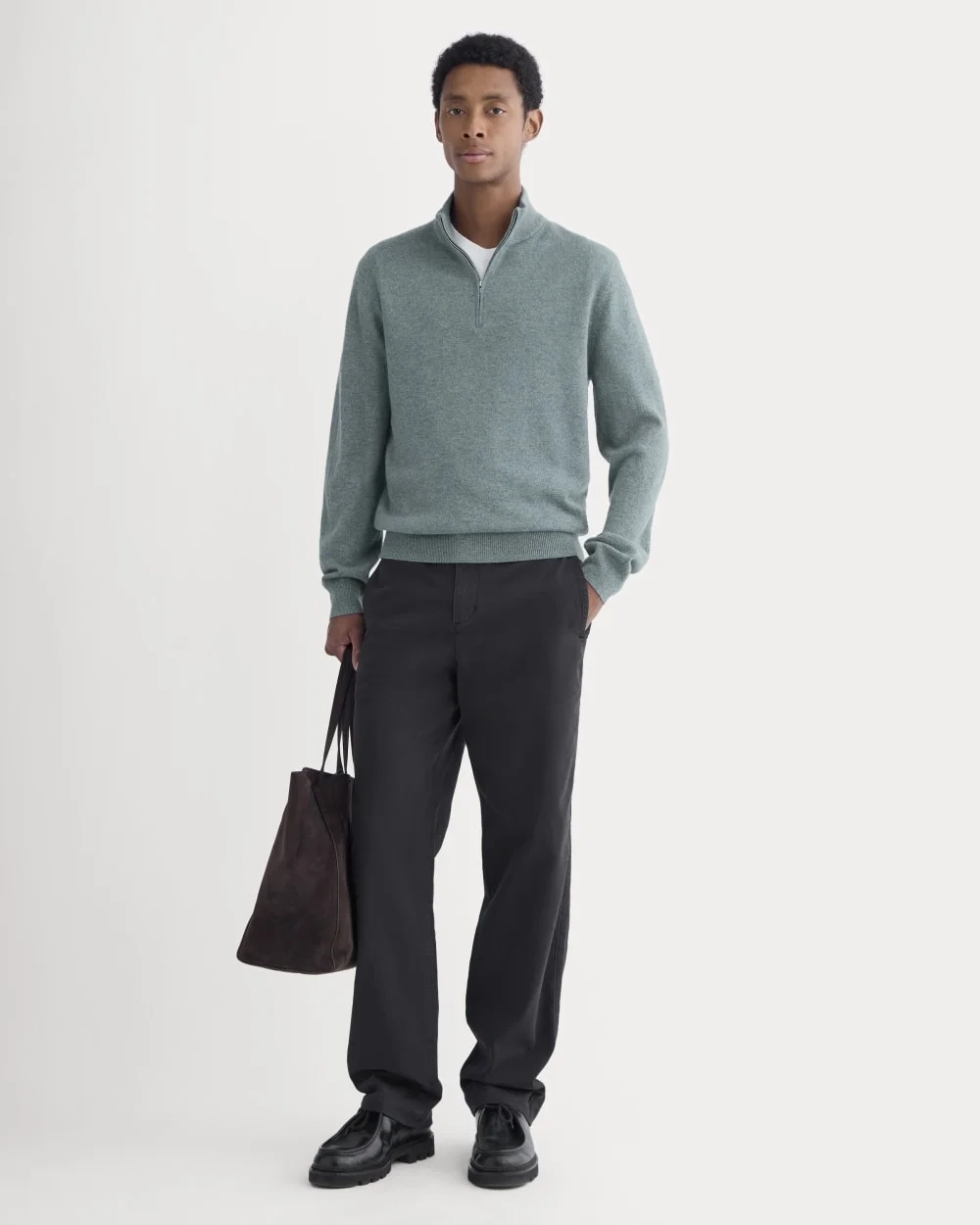 Cashmere Quarter Zip Sweater | Denim Blue (5)