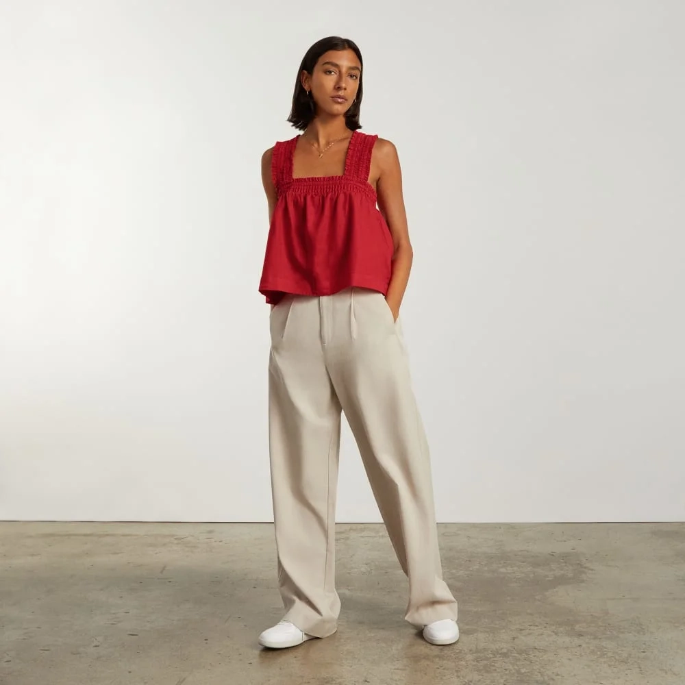 The Smocked Linen Cami | Goji Berry (4)