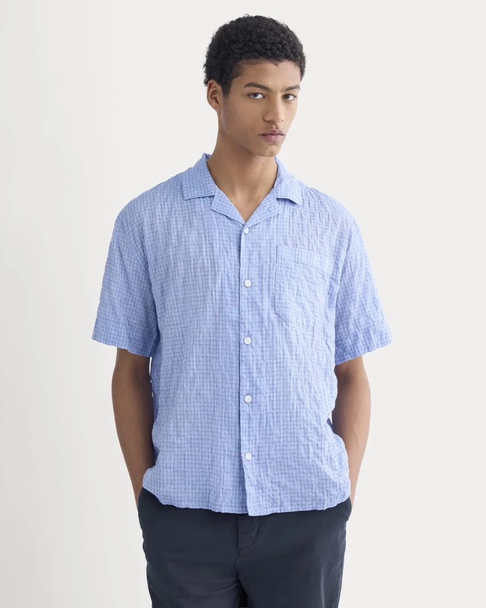 Textured Voile Resort Shirt | Open Air Plaid (5)