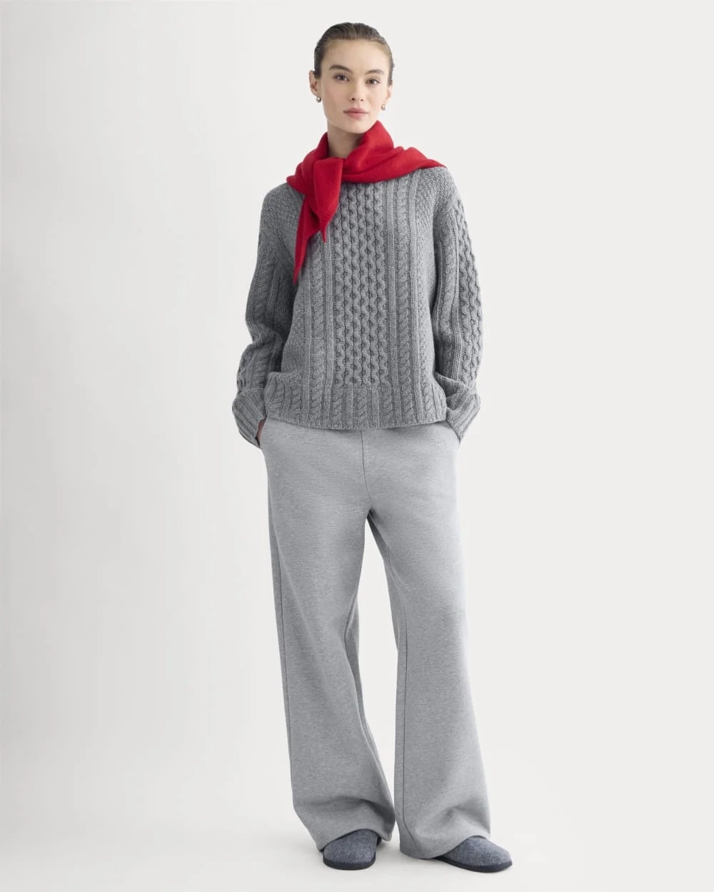 Cable Sweater in Luxe Merino | Heathered Mid-Grey (6)