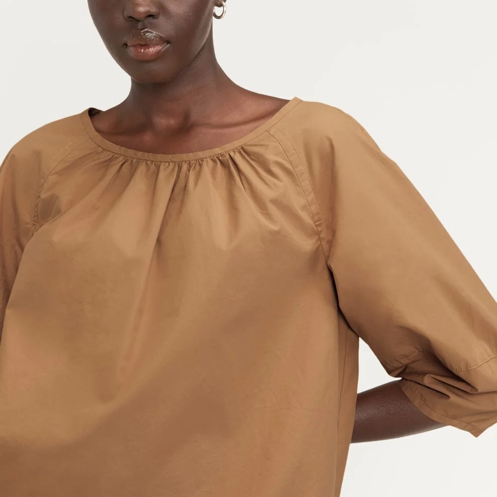 The Poplin Scoop-Neck Top | Caramel (5)
