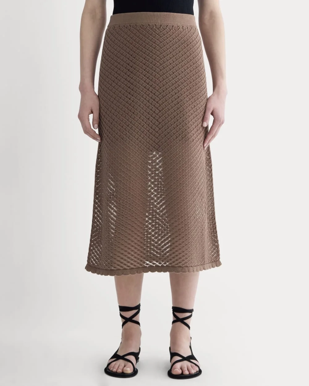 The Lace Knit Skirt | Mocha (4)