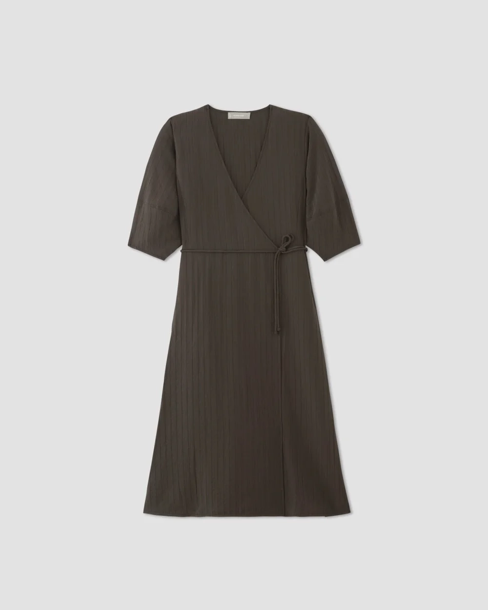 The City Stripe Wrap Dress | Earth Brown (6)