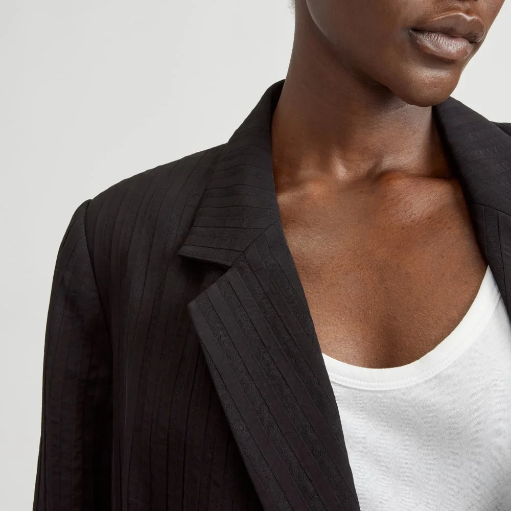 The Drapey City Stripe Blazer | Black (4)