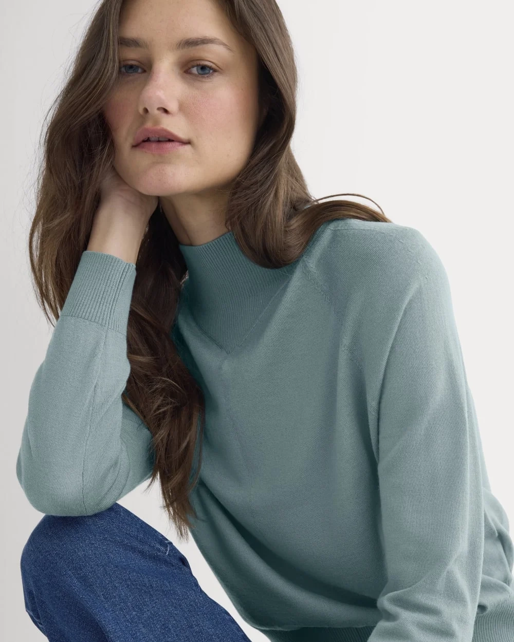 Mockneck Sweater In Ultrafine Merino | Gray Mist (5)
