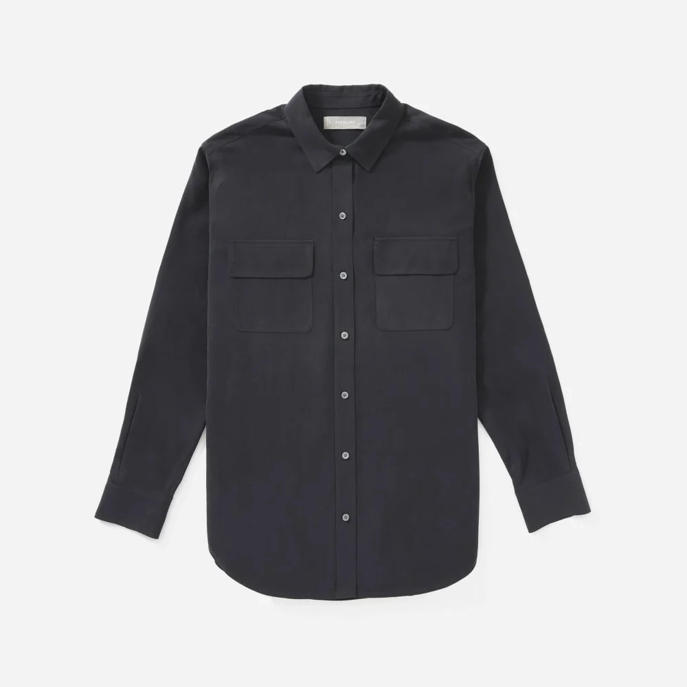 The Washable Silk Relaxed Shirt  | Washed Black (2)