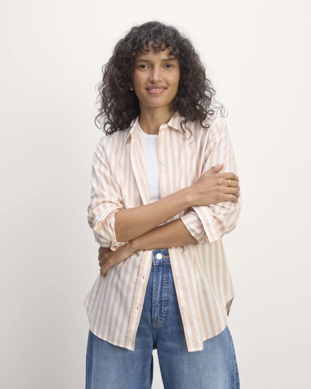 The Must-Have Shirt in Silky Cotton | Bone / Blush Pink (3)