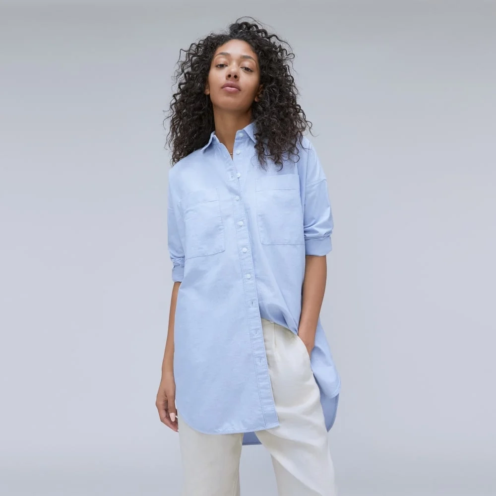 The Way Long Oxford Shirt | Light Blue (5)
