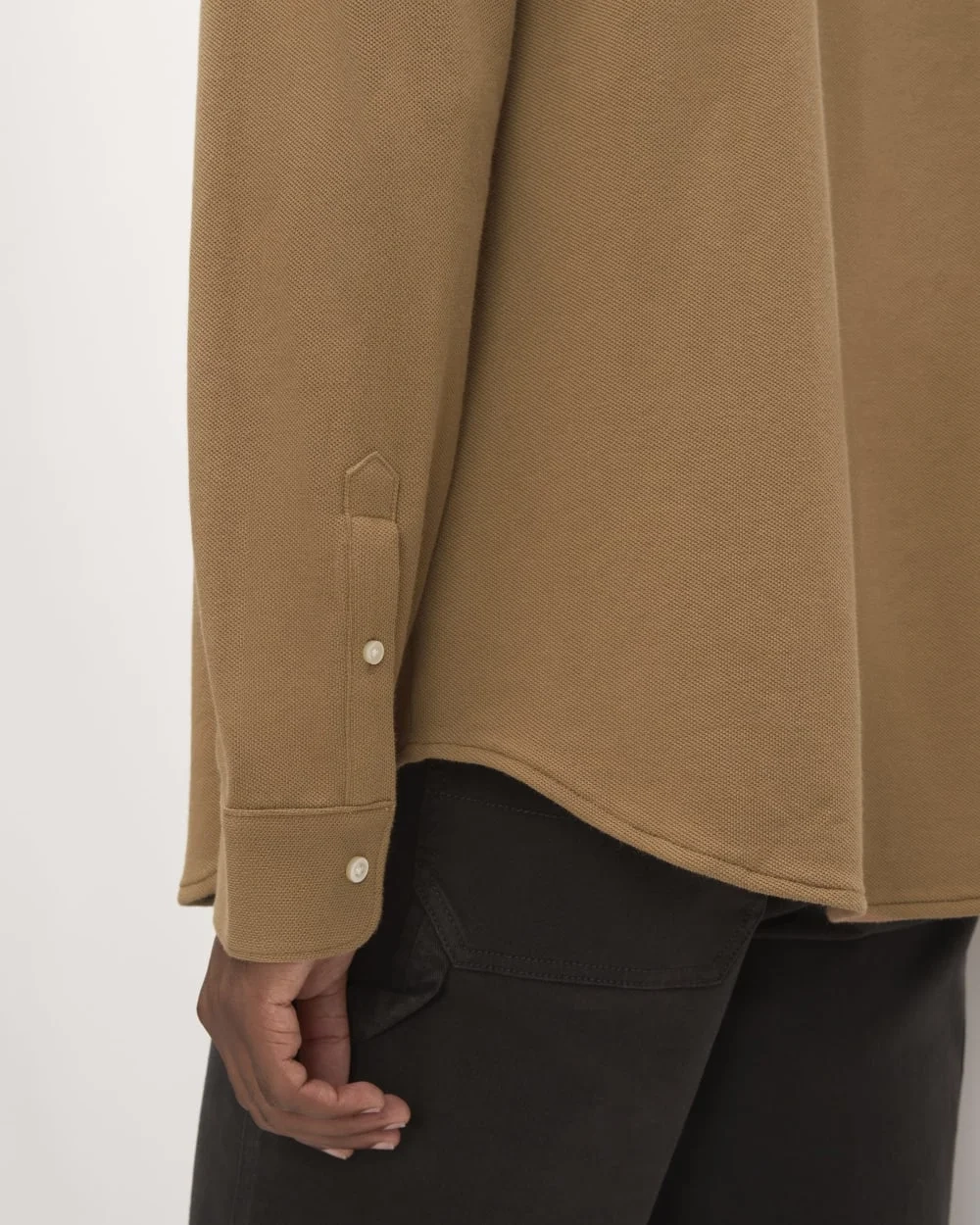 The Long-Sleeve Pique Shirt | Toasted Coconut (5)
