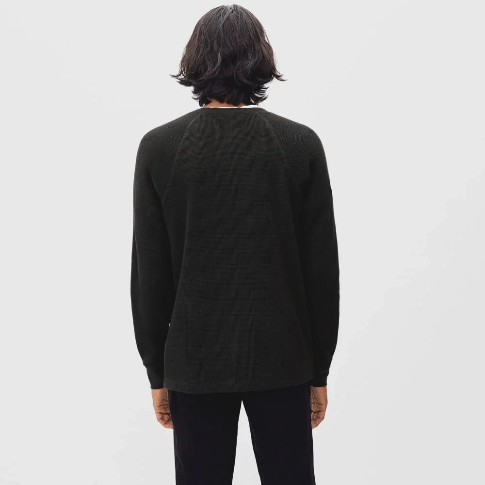 The Waffle Long-Sleeve Henley Tee | Black (5)