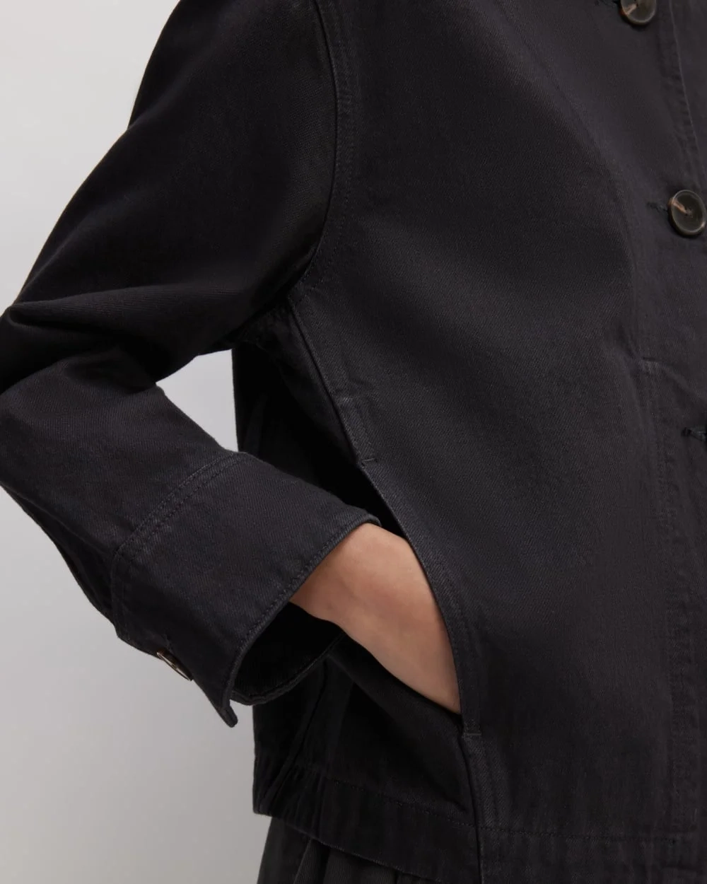 The Denim Barrel Jacket | Black (4)