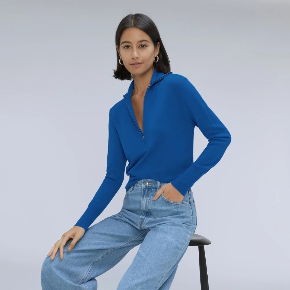 The Luxe Merino Half-Zip Sweater | Lapis Blue (4)