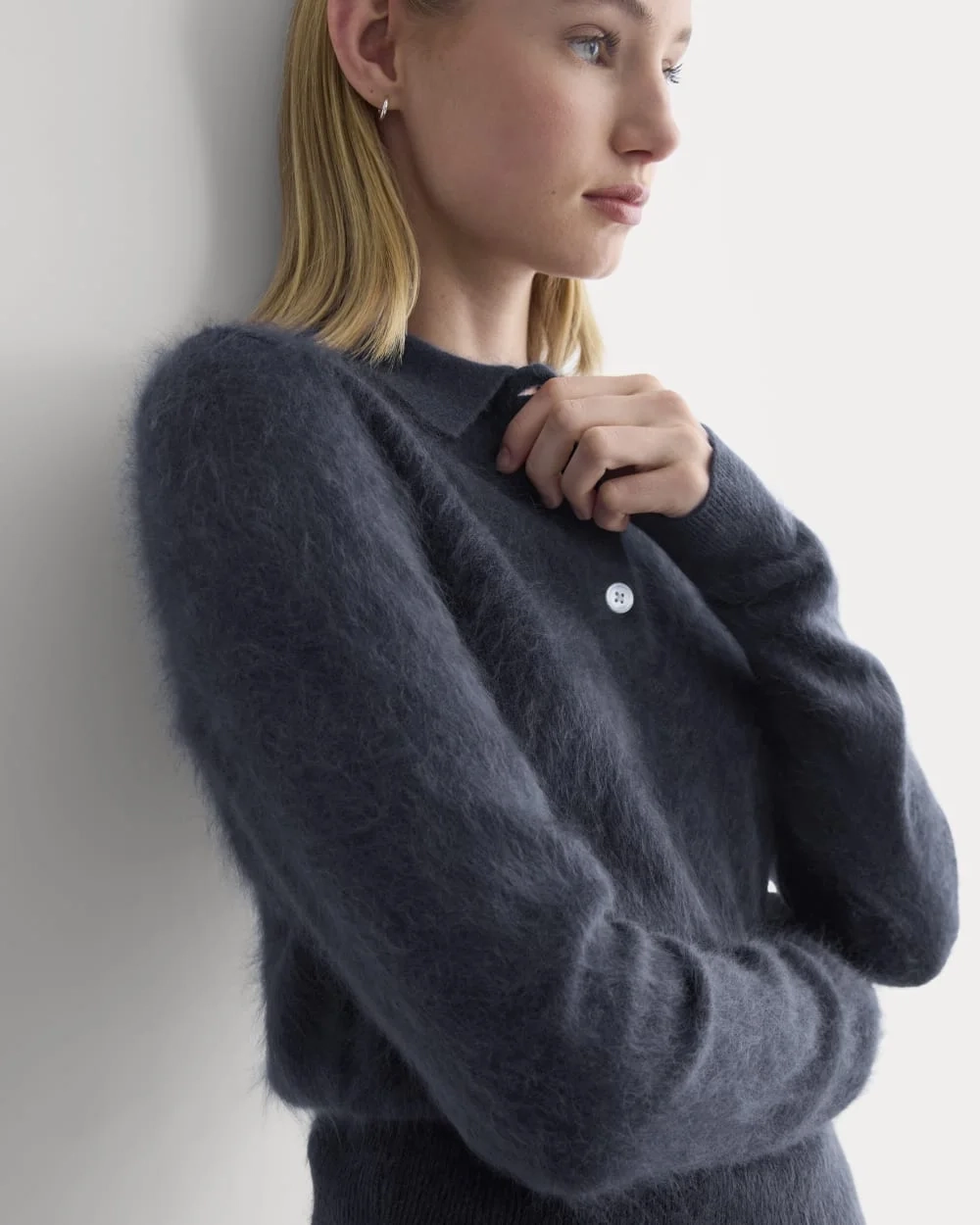 Lush Cashmere Cropped Polo Sweater | Starry Navy (6)