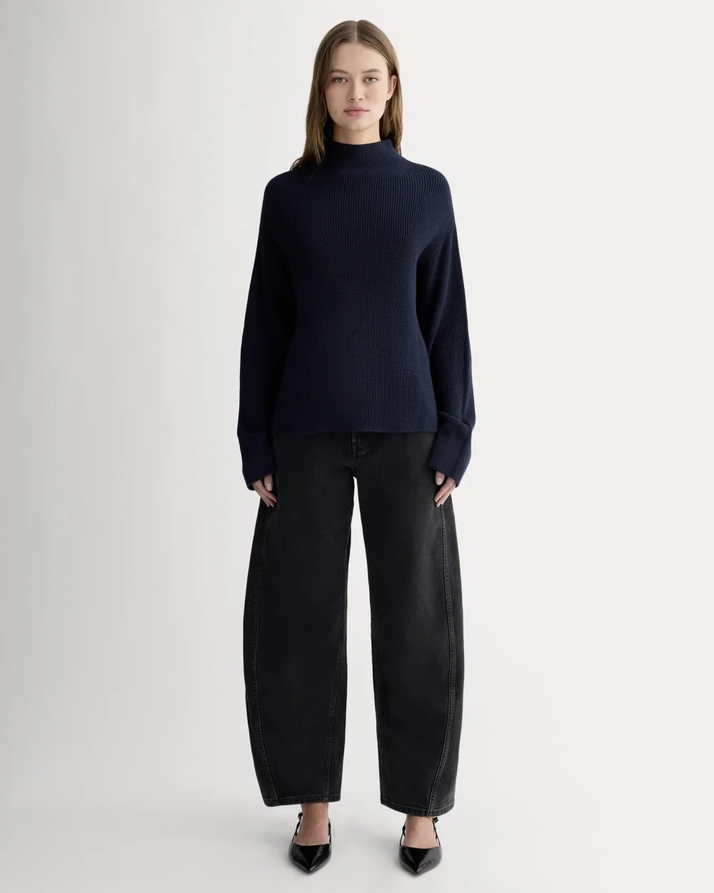 The Slouchy Funnel Neck in Everyday Cotton | Navy (4)