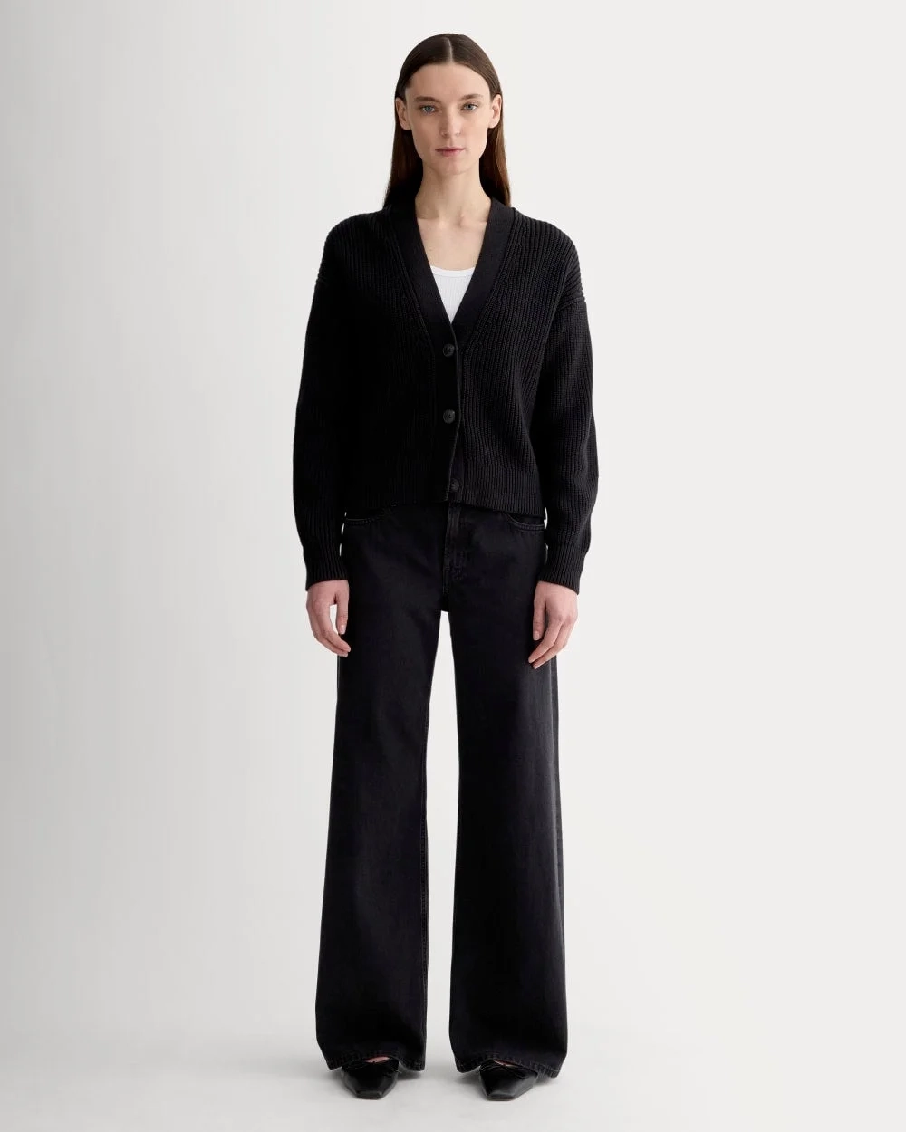 The Boxy Cardigan in Everyday Cotton | Black (4)