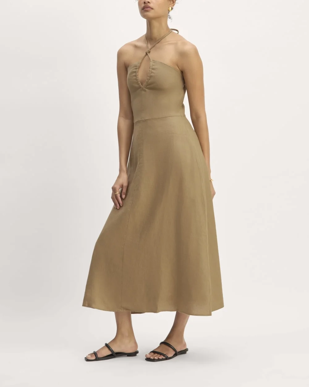 The Linen Halter-Neck Dress | Tiger's Eye (6)