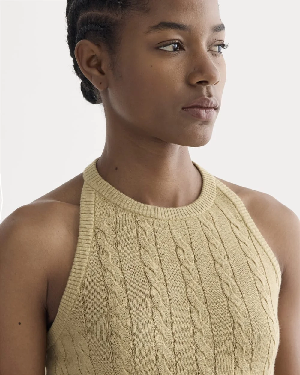 The Cable Halter in Cotton Cashmere | Classic Khaki (4)