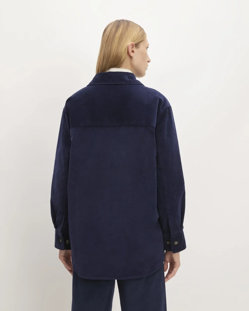 The Corduroy Oversized Shirt Jacket | Navy (4)