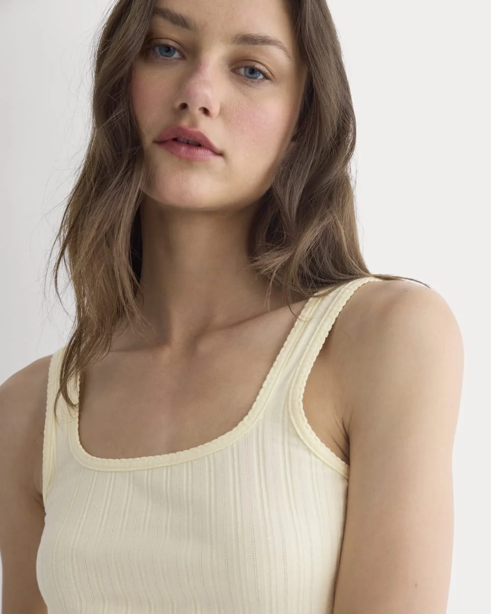 Scoop-Neck Tank in Pointelle | Lemon Icing (4)