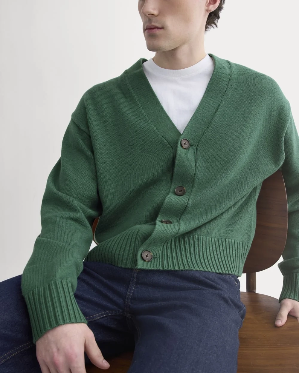 Cropped Cardigan in Everyday Cotton | Hunter Green (5)