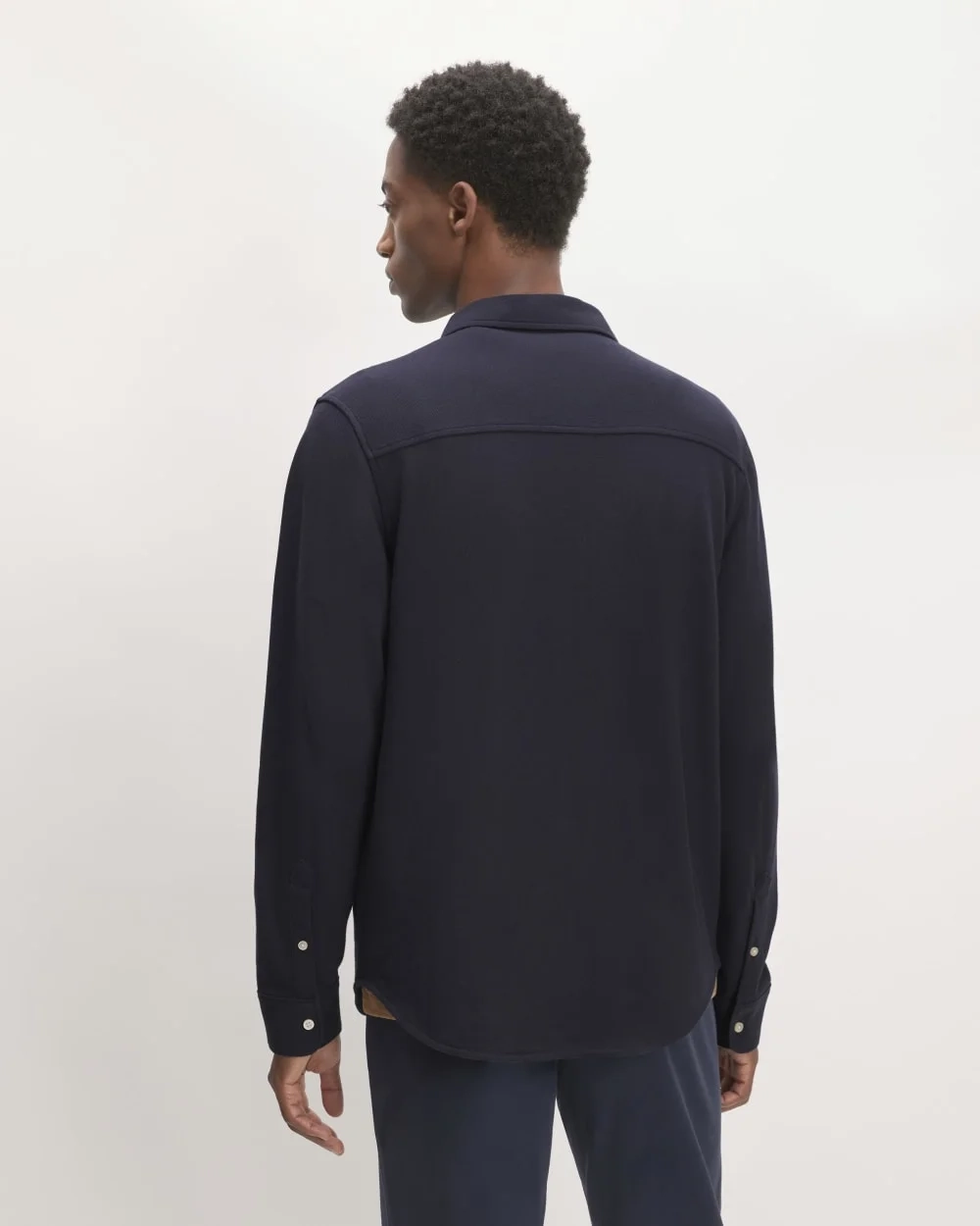 The Long-Sleeve Pique Shirt | Deep Navy (4)
