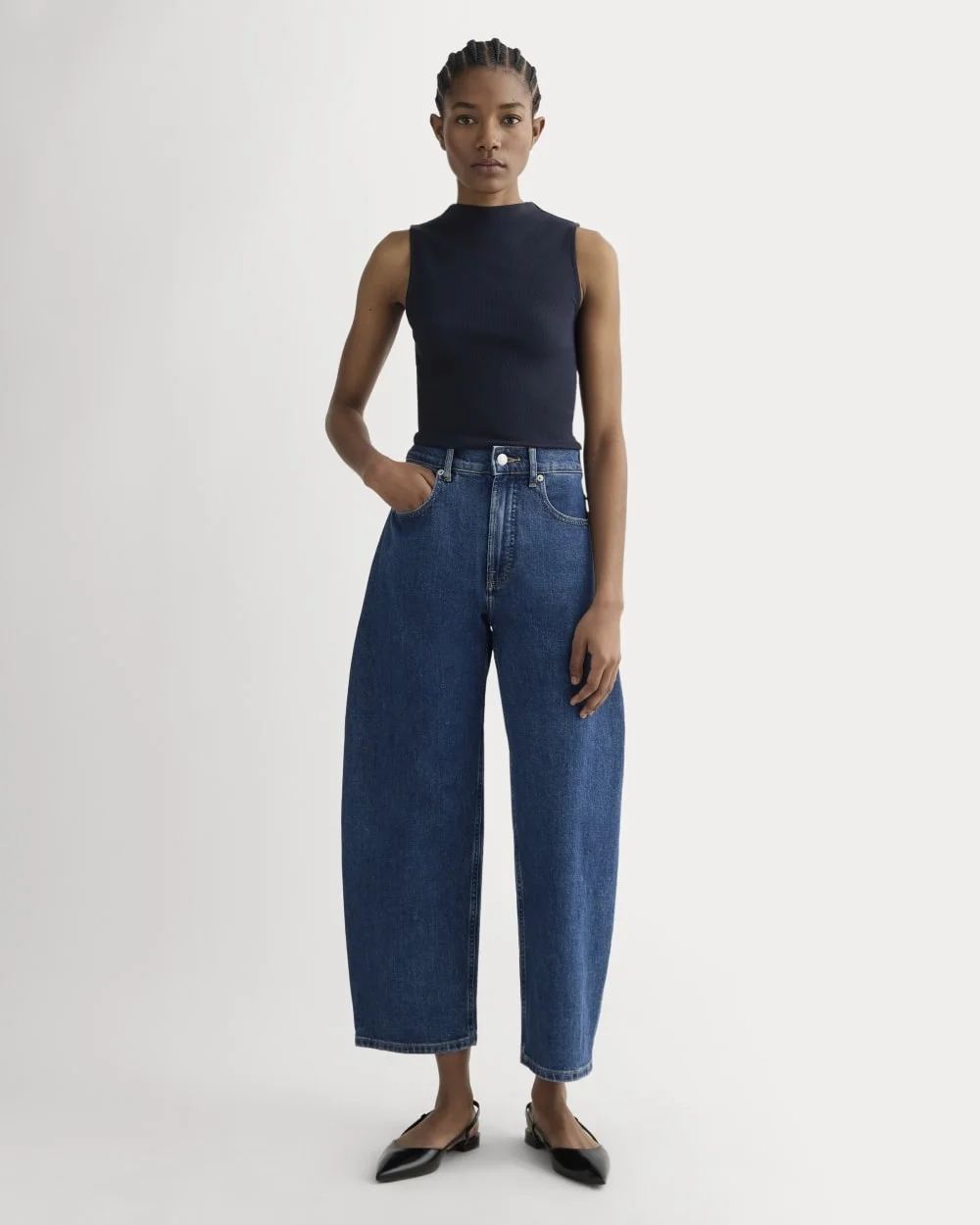 The Luxe Rib Funnel-Neck Tank | Navy (4)