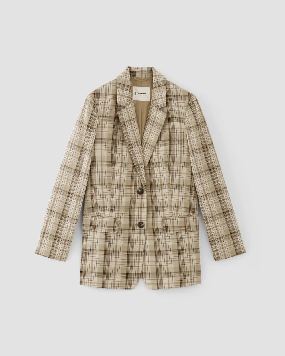 The Oversized Blazer in Buttersmooth | Pale Khaki Plaid (6)