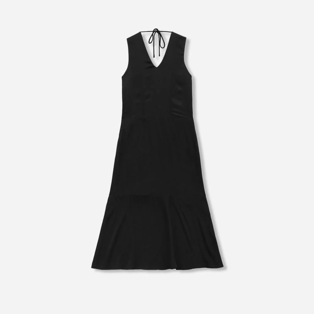 The Satin V-Neck Maxi Dress | Black (6)