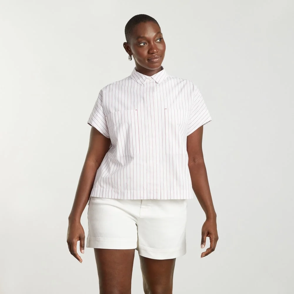The Short-Sleeve Box Shirt | Red Pinstripe (5)