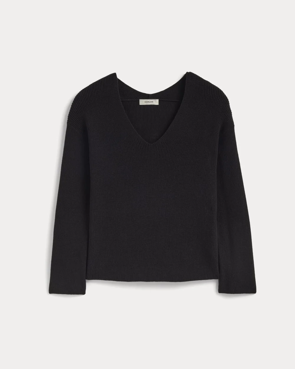 The Slouchy V-Neck in Everyday Cotton | Black (5)